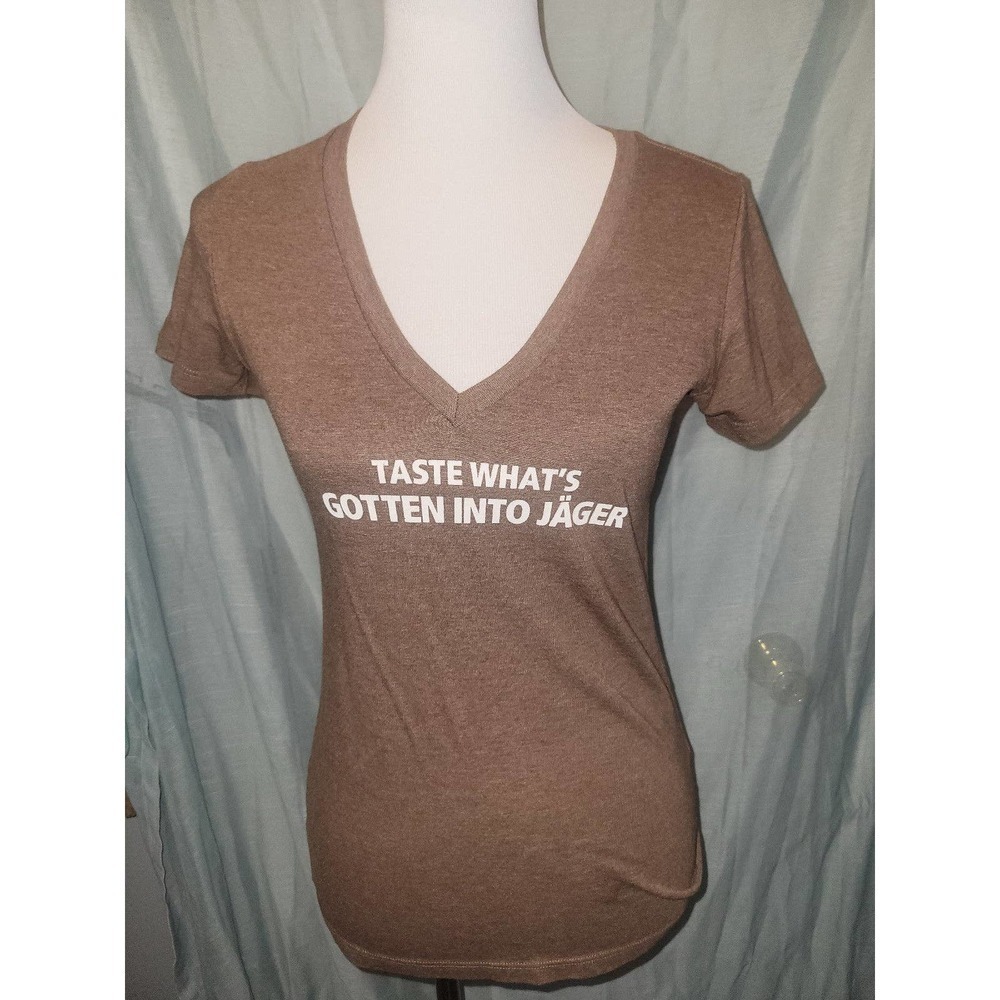Jagermeister spice Tee shirt medium brown Vneck